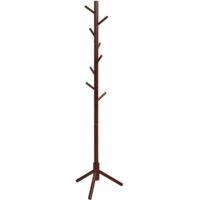 Porte-manteau, porte-manteau autoportant en bois d'hévéa avec 8 crochets, porte-manteau réglable en haauteur, porte-manteau pour porte-manteau, pour la maison, le bureau, l'entrée Porte manteau