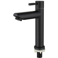 robinet de lavabo robinet pour salle de bain Robinetterie de avec bec robinet d'eau froide pilier valve,Hauteur totale : 18cm,NOIR