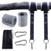 Hamac sangles, 2 Set Sangle Balancoire Suspendu 2x150CM Ultra Résistant avec D-Ring et Coussin Plus épais, Deux Crochets Mousquetons Charge Max 500KG pour Hamac et Balancoire de Jardin