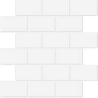 Credence Adhésif pour Cuisine Salle de Bain, Faux Carrelage Adhésif Mur Blanc Credence Cuisine Adhésif, Imperméable Metro 3D Carrelage PVC Adhésif Mural, 4 Pièces (Blanc, 5 Feuilles)