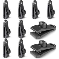 10 Pièces Clips de Bache, Pièces de Fixation de Bache, Crochets de Bache, Clips de Tente de Camping Coupe-Vent, Accessoires de Clip Coupe-Vent Résistant au Soleil (Noir)