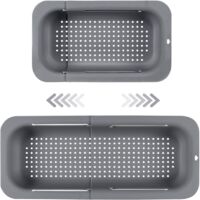 Passoire d'évier extensible - Matériau PP alimentaire - Trous de drainage efficaces - Porte-séchage rapide pour vaisselle - Facile à nettoyer et durable. (Gris foncé)