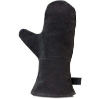 Gant pour cheminée avec Isolation Thermique, Gant en Cuir pour Four, Gant de Protection Ignifuge, Gant pour Barbecue, Gant en Cuir résistant à la Chaleur, Noir