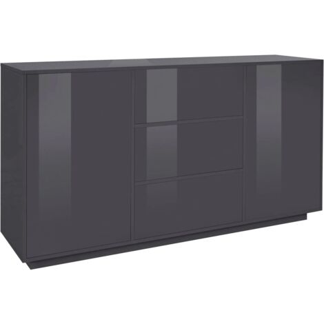 Madia 2 ante 3 cassetti per Soggiorno Moderna 160x41,4x86cm - ENIGMA - Colore: antracite laccato (1/7)
