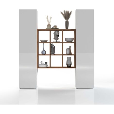 Parete Attrezzata Moderna per Soggiorno 170x30x180cm - ECHO - Colore: bianco laccato lucido (1/5)