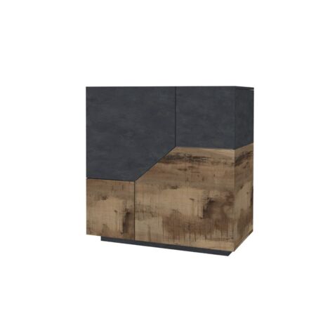 Madia in Legno Grigio e Acero Mobile 100 cm con 2 Ante da Ingresso