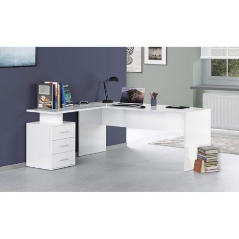 Scrivania angolare design moderno bianco lucido - New Selina