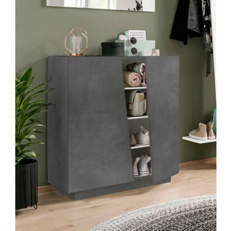 Scarpiera 2 ante L 80.4 x H 86 x P 38 cm 16 paia, grigio (1/8)