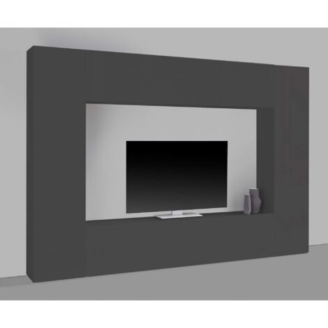 Parete Attrezzata Moderna per Soggiorno 260x30x180cm - ECHO - Colore: antracite opaco