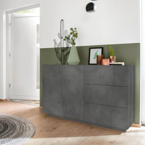 Madia Credenza con 3 Cassetti e 2 Ante 140 cm Mobile Antracite da Ingresso