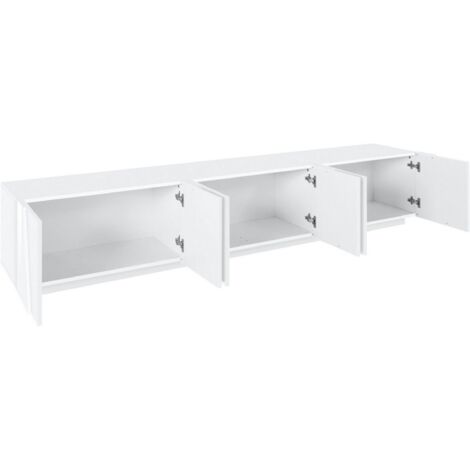 Mobile Porta Tv 6 ante Moderno 243,6x44,2x46cm - PULSE - Colore: bianco laccato lucido