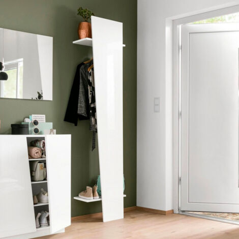 Appendiabiti da Ingresso Mobile con Asta in Legno Bianco Soggiorno