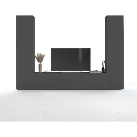 Parete Attrezzata Moderna per Soggiorno 260x30x180cm - ECHO - Colore: antracite opaco (1/5)