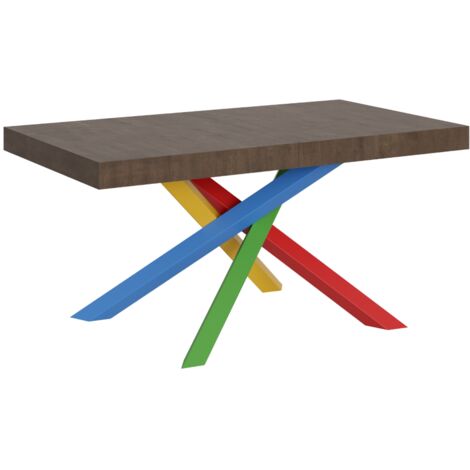 Tavolo allungabile 160/420x90 cm Volantis noce gambe multicolore 4/B