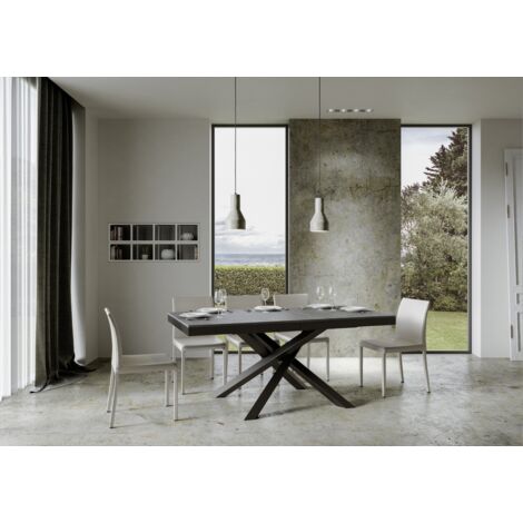 Tavolo Volantis Evolution piano Cemento 90x180 Allungato 440 telaio Antracite (1/5)