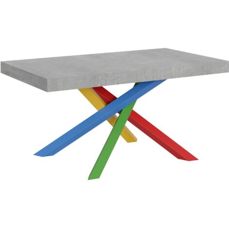 Tavolo allungabile 160/264x90 cm Volantis cemento gambe multicolore 4/B