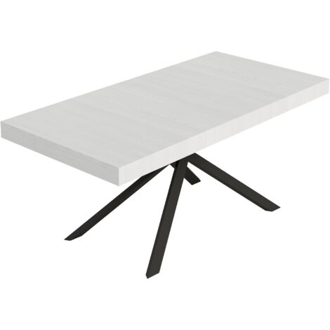 Tavolo allungabile 200/460x90 cm Niket bianco frassino gambe antracite