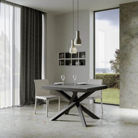 Tavolo allungabile 120/224x90 cm Volantis Evolution cemento telaio e gambe antracite