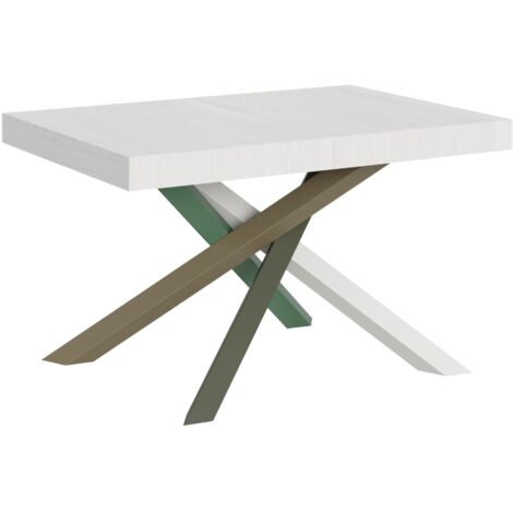 Tavolo allungabile 140/244x90 cm Volantis bianco frassino gambe multicolore 4/A