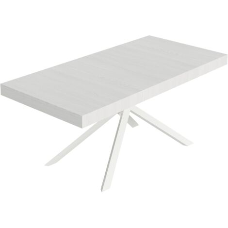 Tavolo allungabile 180/440x90 cm Niket bianco frassino gambe bianche