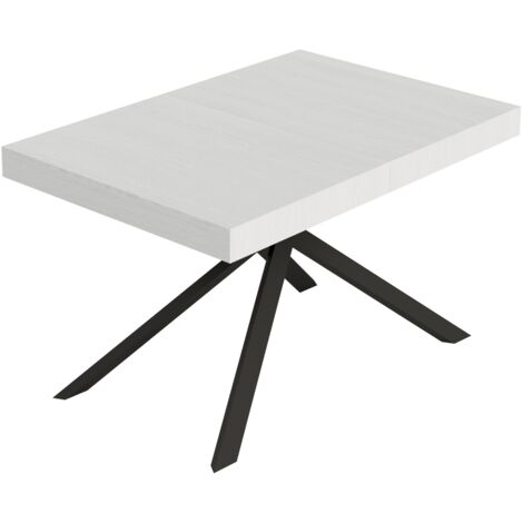 Tavolo allungabile 130/390x90 cm Niket bianco frassino gambe antracite