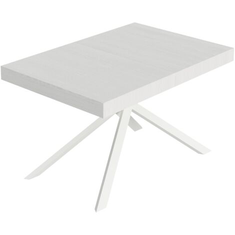 Tavolo allungabile 120/380x90 cm Niket bianco frassino gambe bianche