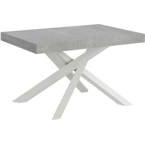 Tavolo allungabile 140/400x90 cm Volantis cemento gambe bianche (1/5)