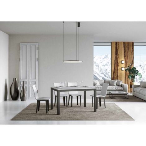 Tavolo allungabile 120/380x90 cm Everyday Evolution bianco frassino telaio e gambe antracite