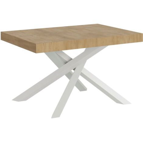 Tavolo allungabile 140/244x90 cm Volantis quercia natura gambe bianche (1/4)