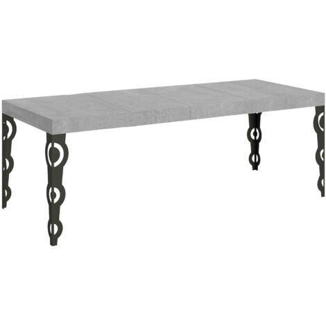 Tavolo allungabile 200/304x90 cm Karamay Premium cemento gambe antracite (1/4)