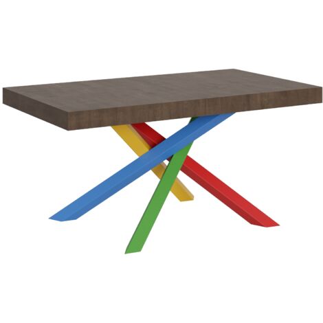 Tavolo allungabile 160/264x90 cm Volantis noce gambe multicolore 4/B