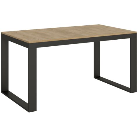 Tavolo Tecno Evolution piano Quercia Natura 90x160 Allungato 90x264 telaio Antracite (1/5)