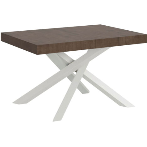 Tavolo allungabile 120/224x90 cm Volantis noce gambe bianche (1/4)