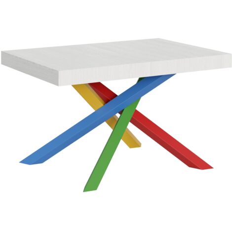 Tavolo allungabile 130/234x90 cm Volantis bianco frassino gambe multicolore 4/B