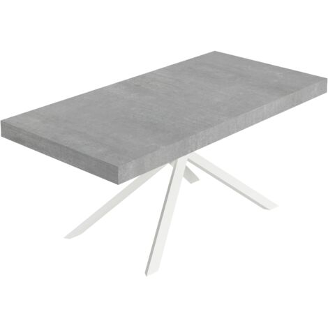 Tavolo allungabile 200/460x90 cm Niket cemento gambe bianche