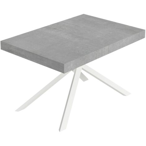 Tavolo allungabile 130/390x90 cm Niket cemento gambe bianche