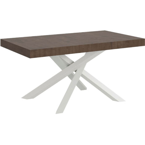 Tavolo allungabile 200/304x90 cm Volantis Premium noce gambe bianche (1/4)