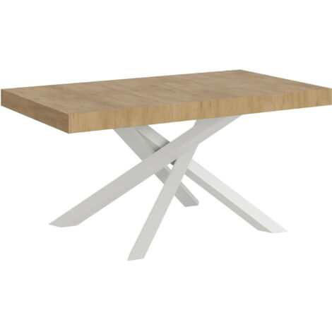 Tavolo allungabile 200/460x90 cm Volantis Premium quercia natura gambe bianche (1/5)