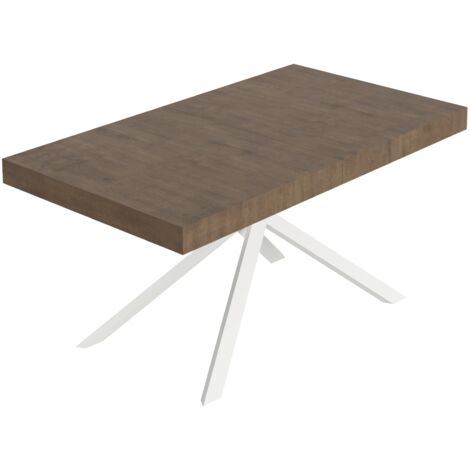 Tavolo allungabile 160/420x90 cm Niket noce gambe bianche