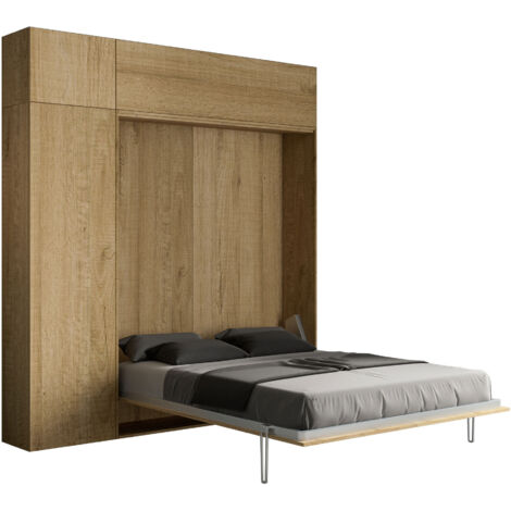 Letto matrimoniale a scomparsa 160 cm con mobili Quercia KENTARO (1/5)