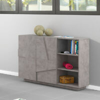 Madia da Ingresso 120 cm Credenza Grigio Cemento con Ante e Ripiani