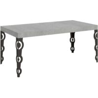 Tavolo Karamay Allungabile piano Cemento 90x160 Allungato 420 telaio Antracite