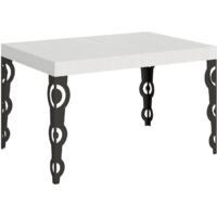 Tavolo allungabile 140/224x80cm Karamay bianco frassino gambe antracite