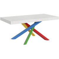 Tavolo allungabile 200/304x90 cm Volantis bianco frassino gambe multicolore 4/B