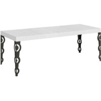 Tavolo allungabile 200/304x90 cm Karamay Premium bianco frassino gambe antracite