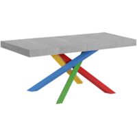 Tavolo allungabile 140/244x90 cm Volantis Premium cemento gambe multicolore 4/B