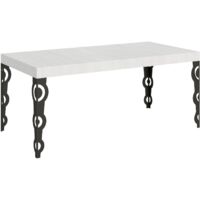 Tavolo allungabile 200/460x90 cm Karamay bianco frassino gambe antracite