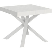 Tavolo da pranzo Allungabile - CLERK - Colore: Bianco Frassino - Telaio: Bianco