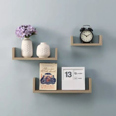 Set of 3 U Shape Floating Wall Shelf Storage Display (1/2)