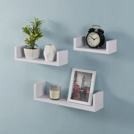 Set of 3 U Shape Floating Wall Shelf Storage Display